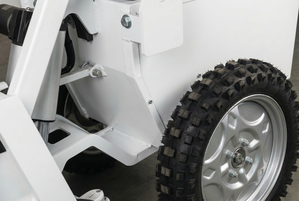 Equipped with off-road puncture-resistant wheels, suitable for concrete leveling projects on surfaces with steel reinforcement mesh.