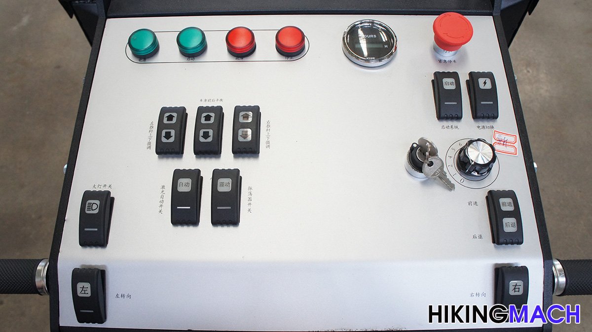 The control panel is easy to operate and features a one-button auto-leveling function.