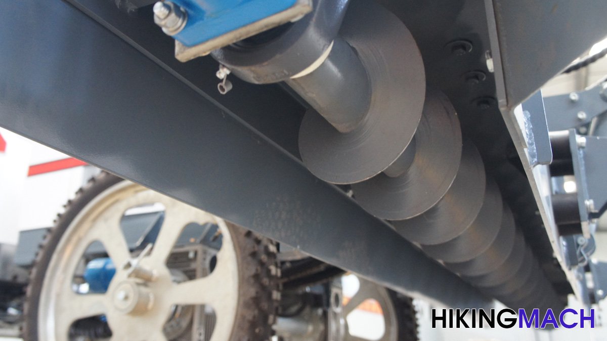 The machine is equipped with a high-speed feeding screw that automatically discharges excess concrete and reduces manpower input