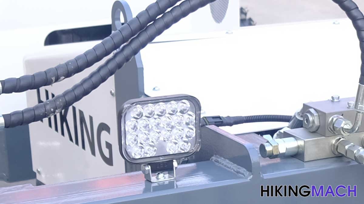 Ultra-bright LED lights provide illumination for nighttime construction work.