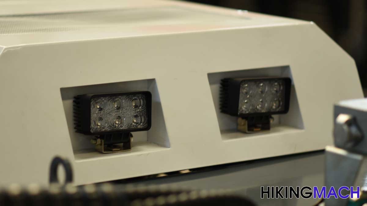 Ultra-bright LED lights provide illumination for nighttime construction work