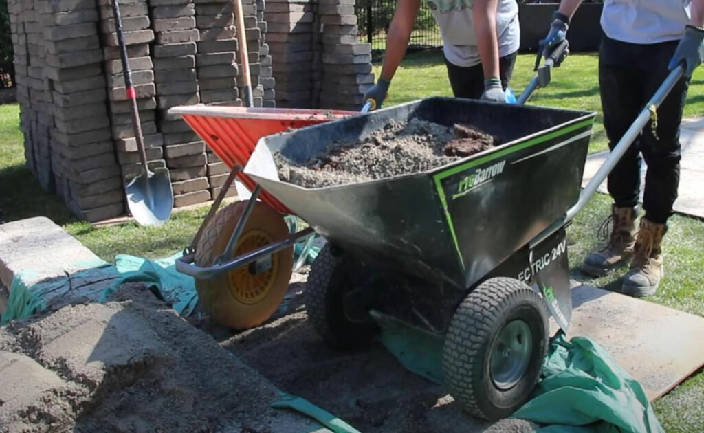 construction wheelbarrow are working in construction site