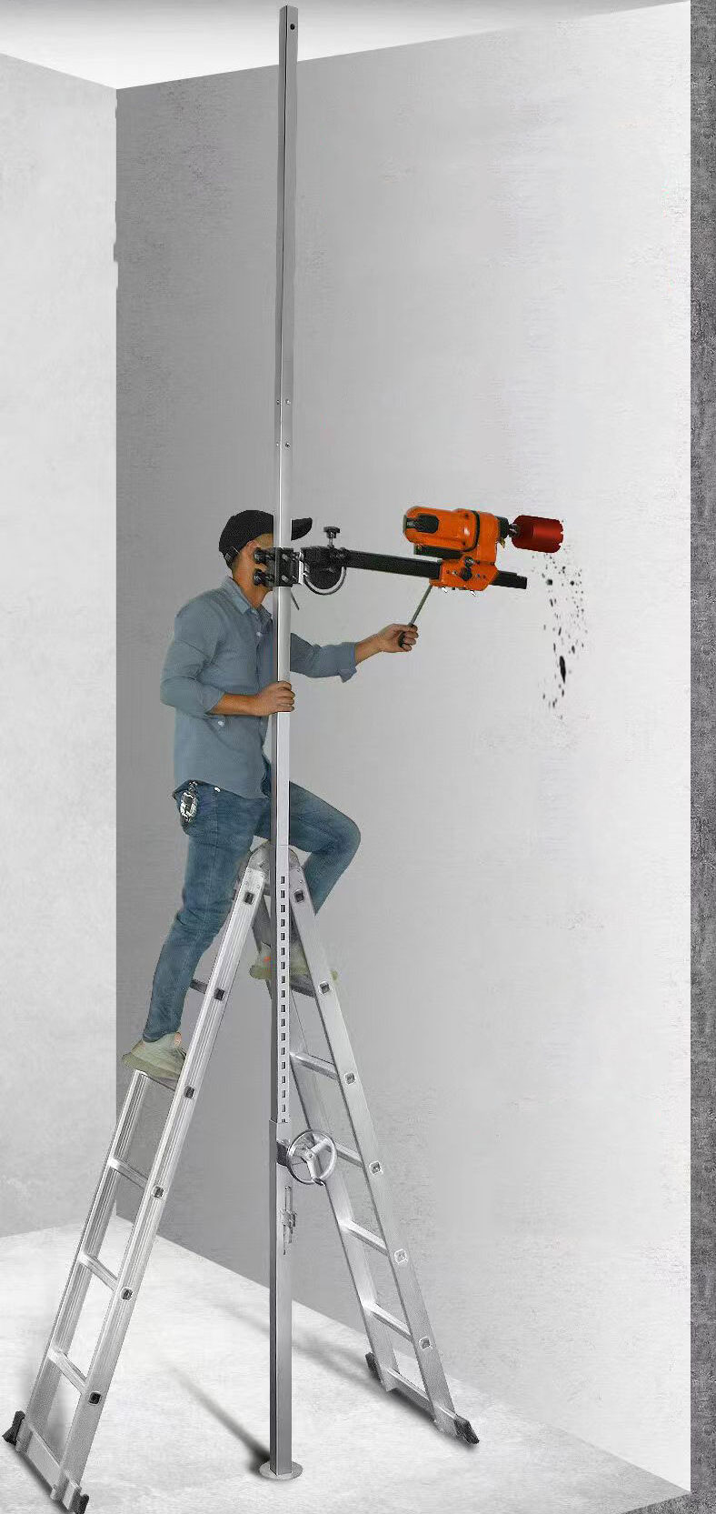 core drill stand is working